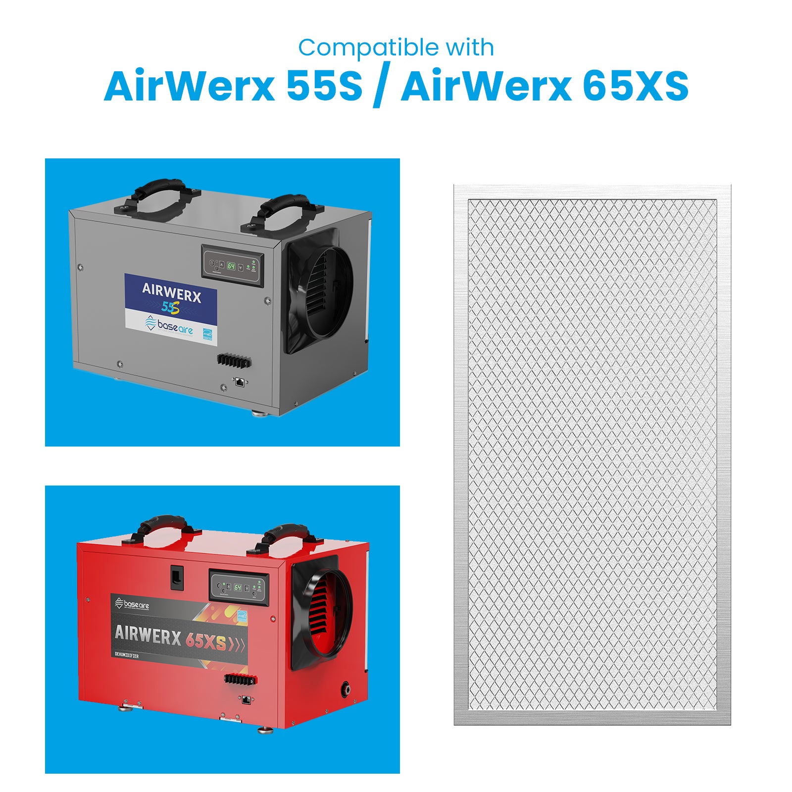 BaseAire 1 Pack Merv-8 Filter for Airwerx55S, Airwerx65XS